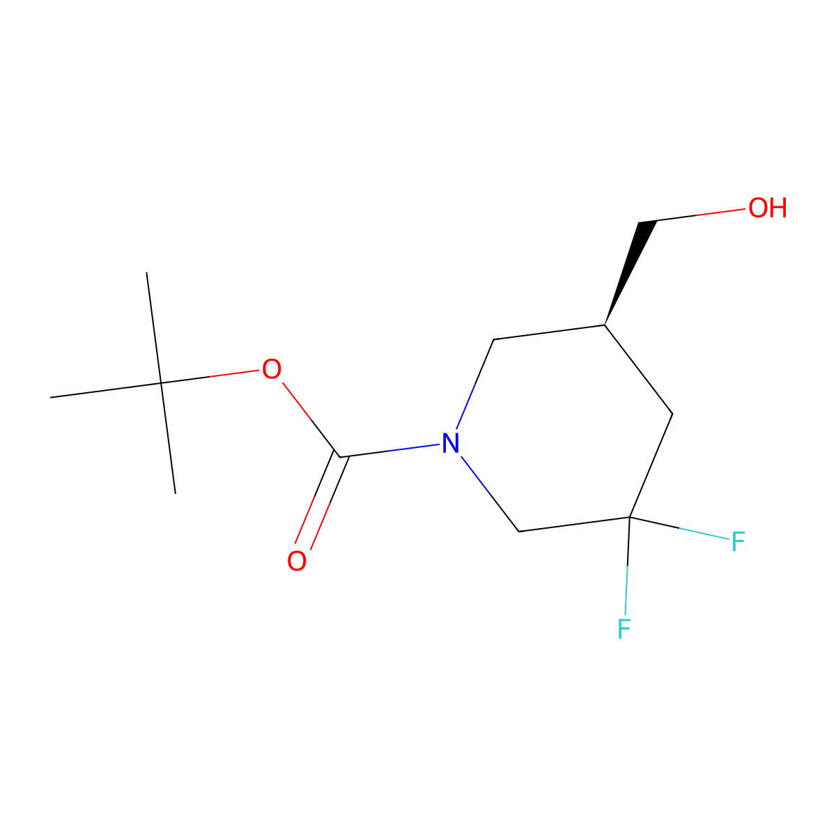 (S)-tert-butyl 3,3-difluoro-5-(hydroxymethyl)piperidine-1-carboxylate molecular structure, CAS 2381832-05-7