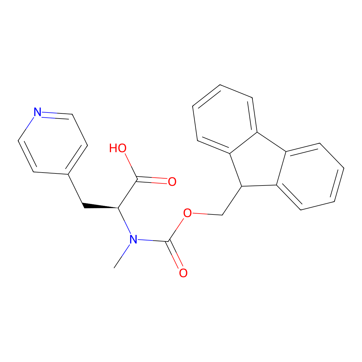 (S)-2-((((9H-Fluoren-9-yl)methoxy)carbonyl)(methyl)amino)-3-(pyridin-4-yl)propanoic acid molecular structure, CAS 2381854-90-4