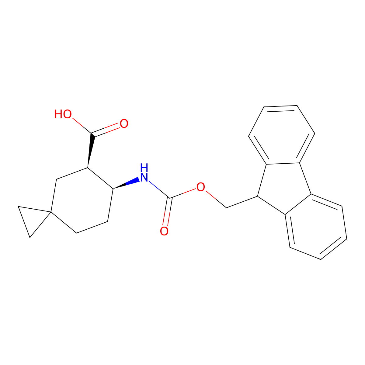 rac-(5R,6S)-6-({[(9H-fluoren-9-yl)methoxy]carbonyl}amino)spiro[2.5]octane-5-carboxylic acid molecular structure, CAS 2381859-83-0