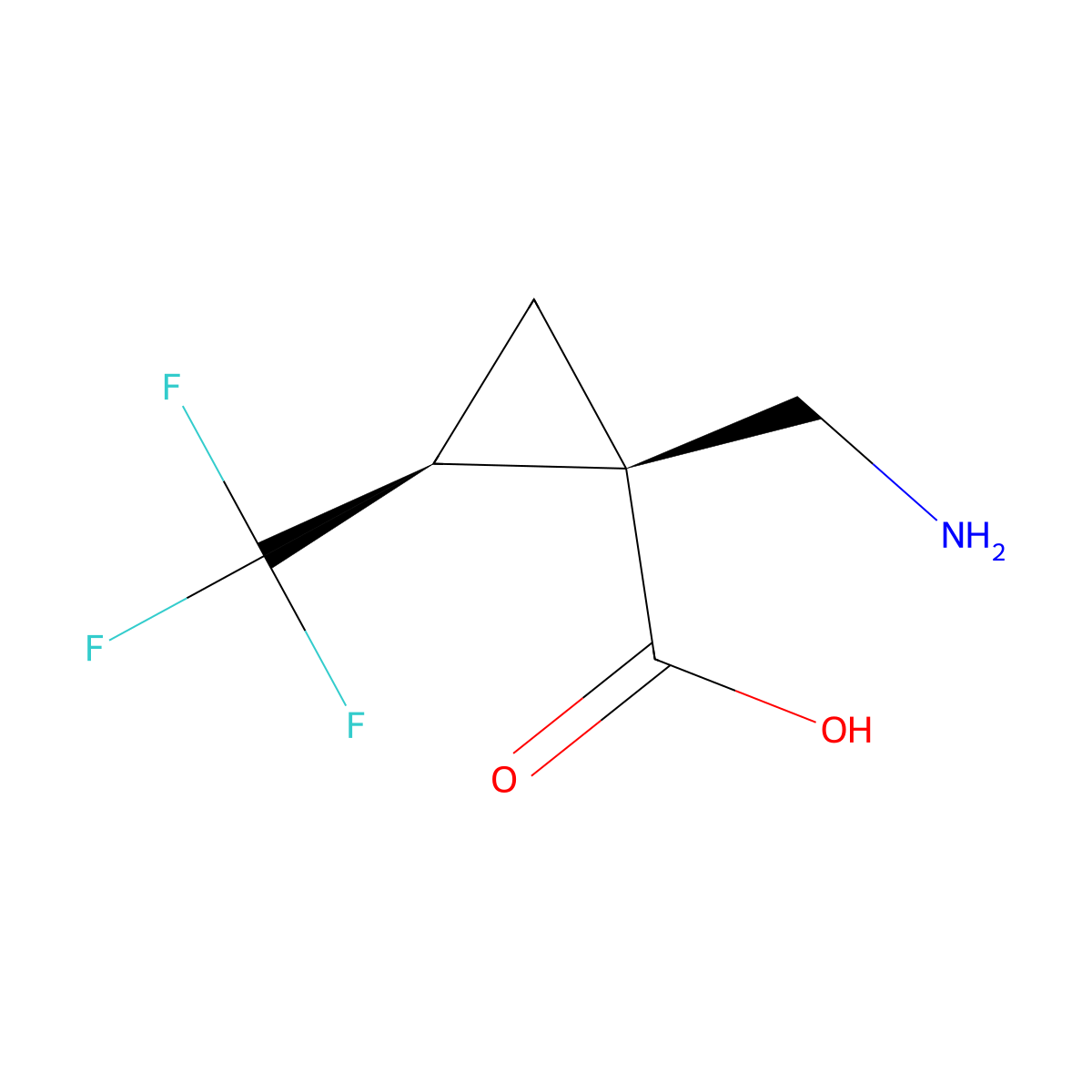 rac-(1R,2R)-1-(aminomethyl)-2-(trifluoromethyl)cyclopropane-1-carboxylic acid molecular structure, CAS 2381862-18-4