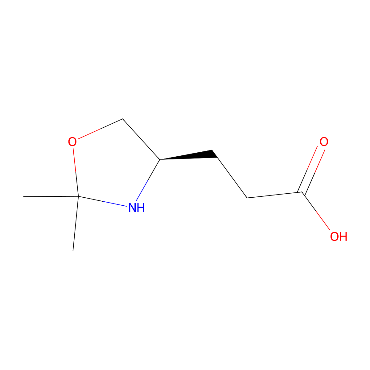 3-[(4R)-2,2-dimethyl-1,3-oxazolidin-4-yl]propanoic acid molecular structure, CAS 2381873-66-9