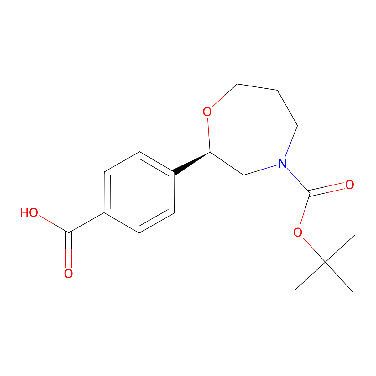 (R)-4-(4-(tert-butoxycarbonyl)-1,4-oxazepan-2-yl)benzoic acid molecular structure, CAS 2381892-56-2