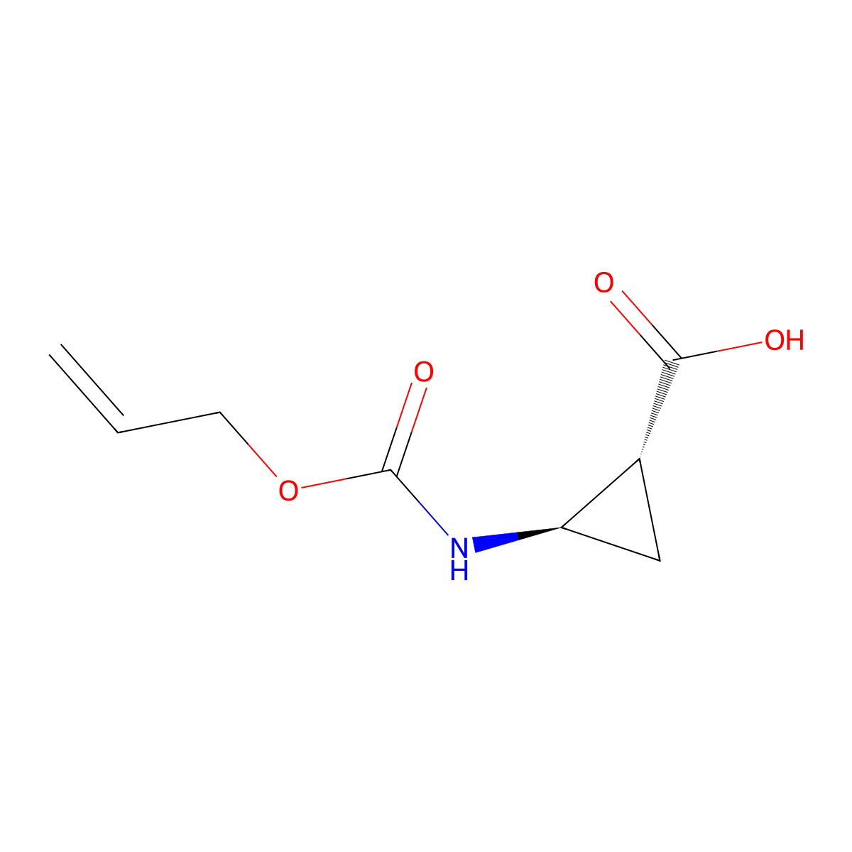 rac-(1R,2R)-2-{[(prop-2-en-1-yloxy)carbonyl]amino}cyclopropane-1-carboxylic acid molecular structure, CAS 2381892-64-2