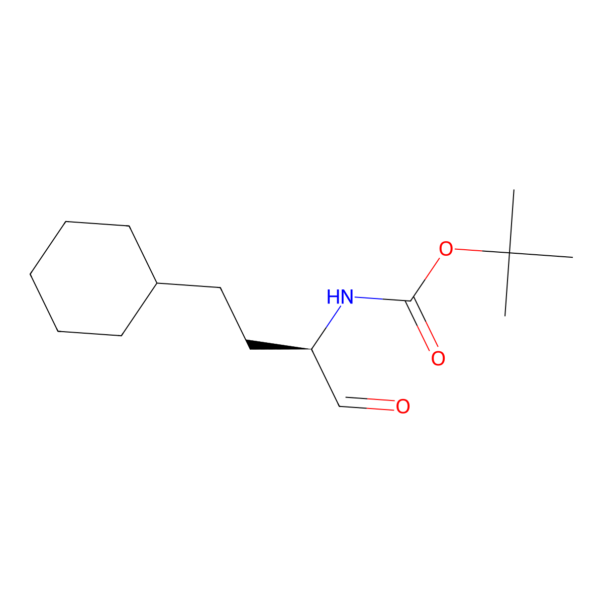 tert-butyl N-[(2R)-4-cyclohexyl-1-oxobutan-2-yl]carbamate molecular structure, CAS 2381895-95-8
