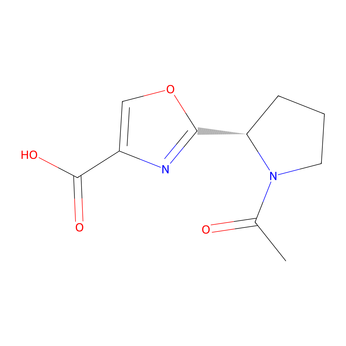 2-[(2S)-1-acetylpyrrolidin-2-yl]-1,3-oxazole-4-carboxylic acid molecular structure, CAS 2381904-37-4
