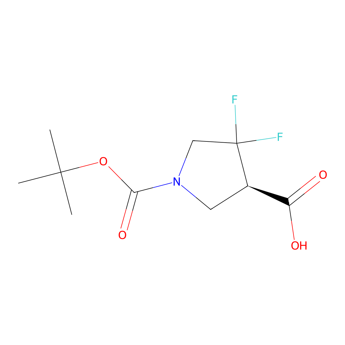 (3R)-1-Tert-butoxycarbonyl-4,4-difluoro-pyrrolidine-3-carboxylic acid molecular structure, CAS 2381910-72-9