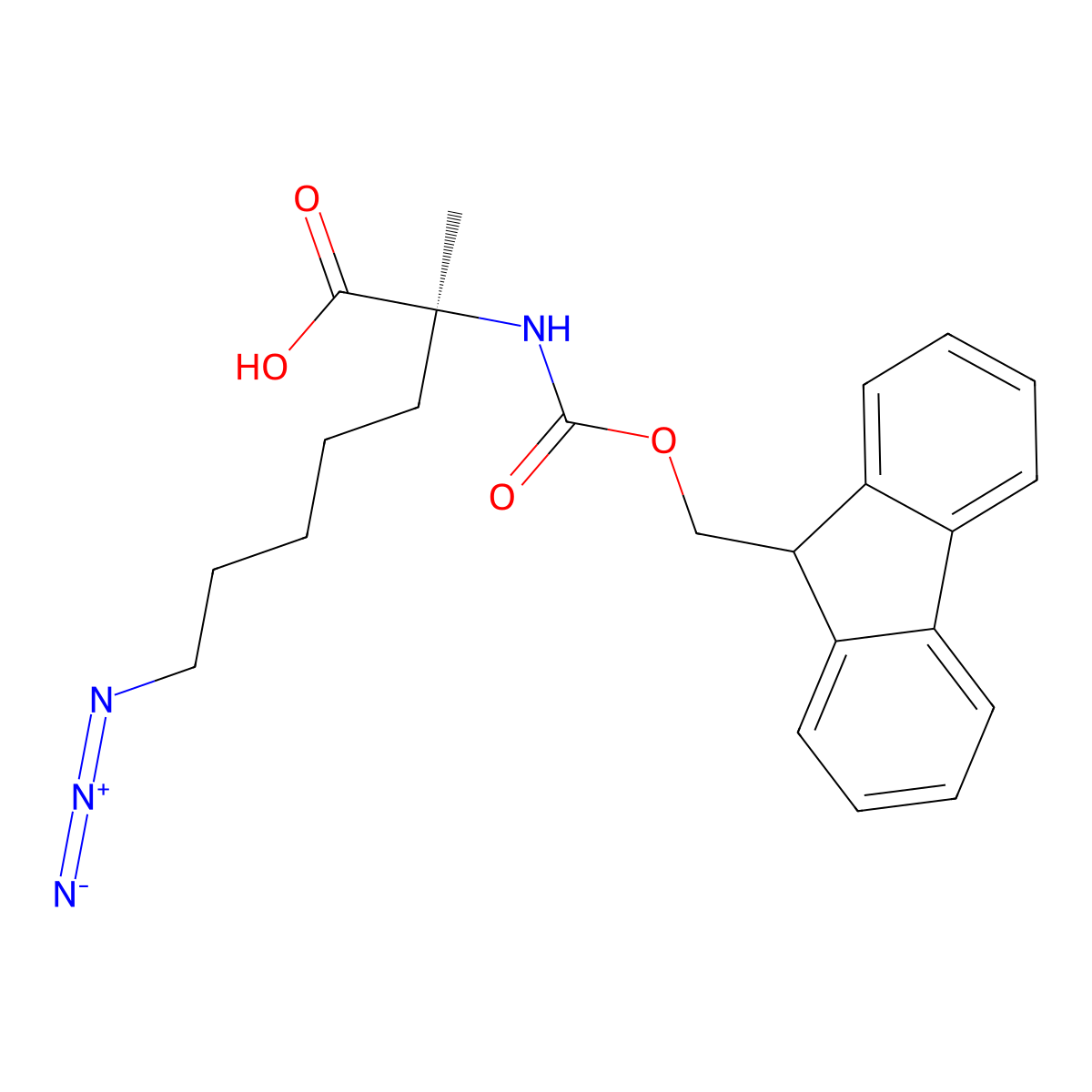 (2S)-7-Azido-2-[[(9H-fluoren-9-ylmethoxy)carbonyl]amino]-2-methylheptanoic acid molecular structure, CAS 2381936-21-4