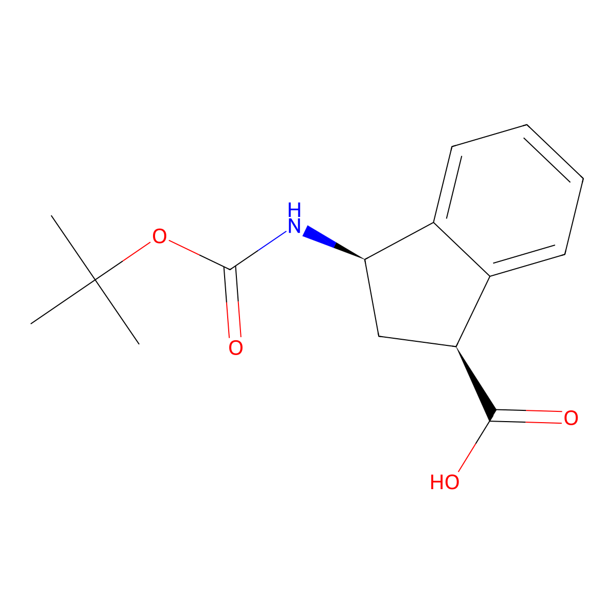 (1S,3R)-3-((tert-butoxycarbonyl)amino)-2,3-dihydro-1H-indene-1-carboxylic acid molecular structure, CAS 2381936-87-2