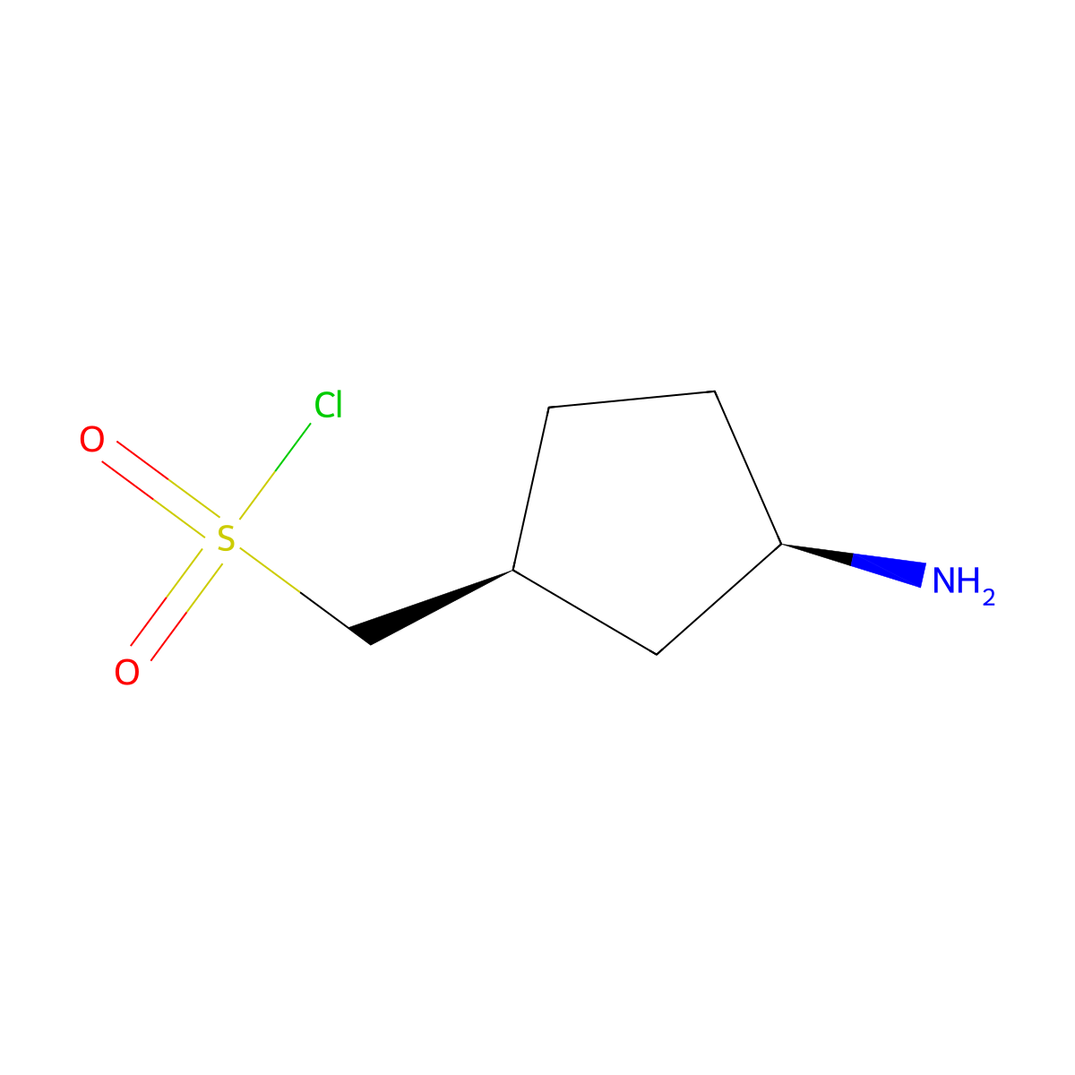 rac-[(1R,3S)-3-aminocyclopentyl]methanesulfonyl chloride molecular structure, CAS 2381944-60-9