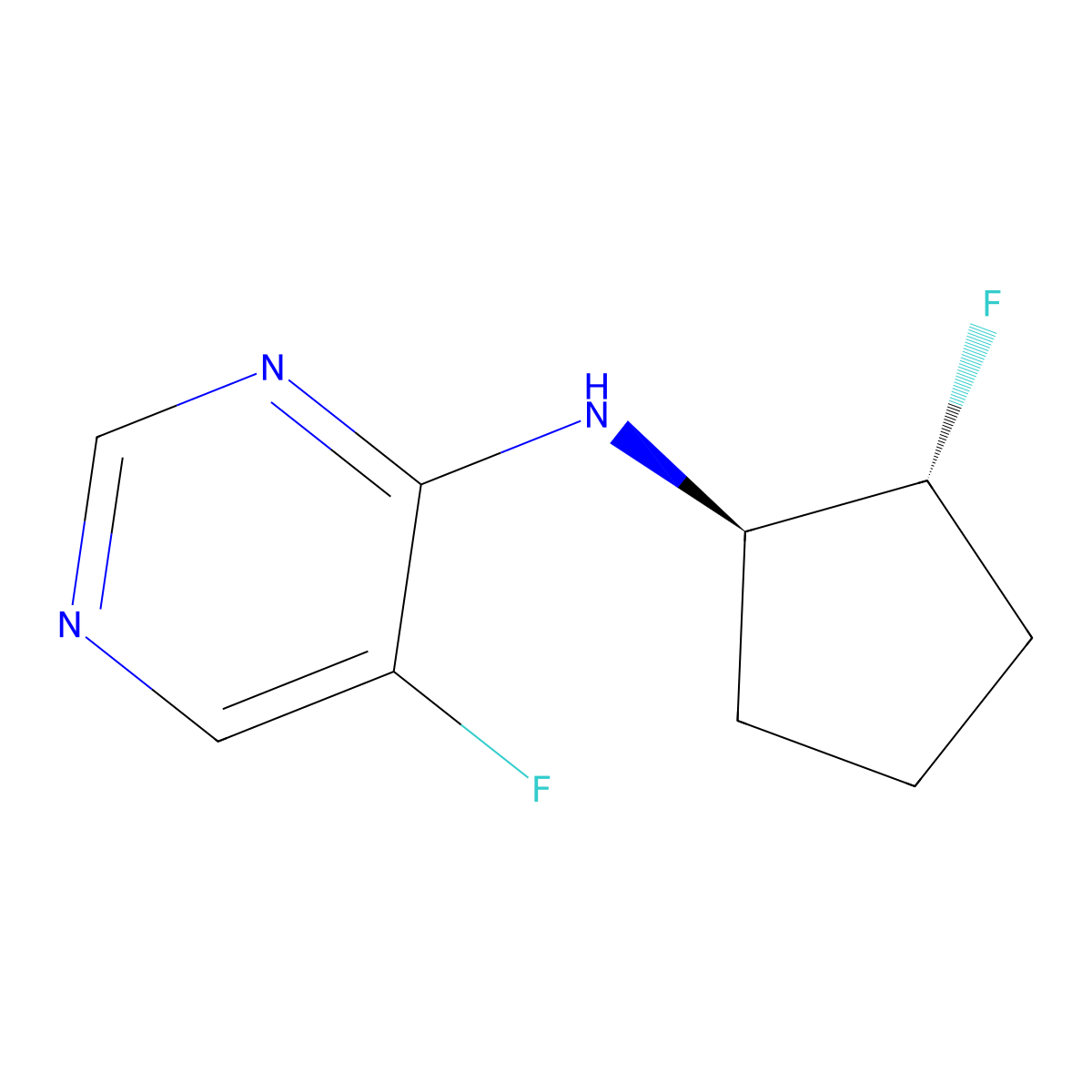 5-fluoro-N-[trans-2-fluorocyclopentyl]pyrimidin-4-amine molecular structure, CAS 2381965-25-7