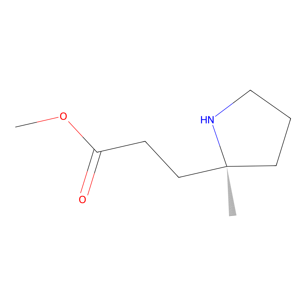 methyl 3-[(2S)-2-methylpyrrolidin-2-yl]propanoate molecular structure, CAS 2381996-94-5