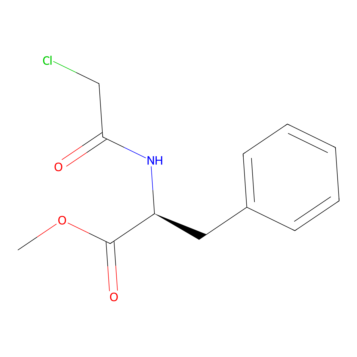 methyl (2S)-2-(2-chloroacetamido)-3-phenylpropanoate molecular structure, CAS 2382-86-7