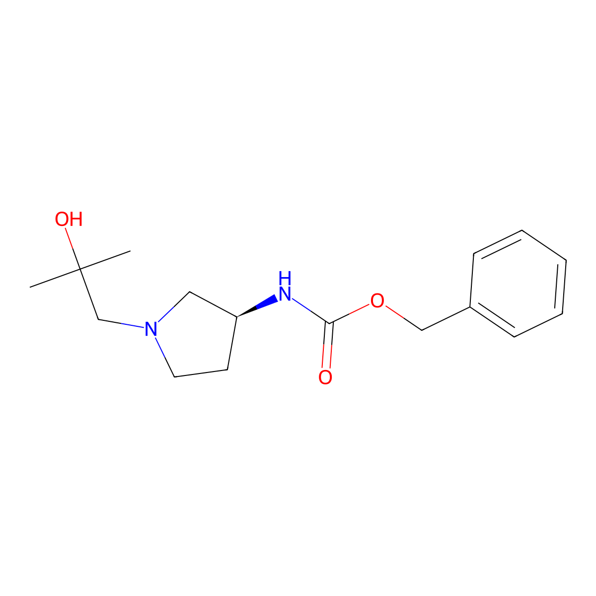 benzyl N-[(3S)-1-(2-hydroxy-2-methylpropyl)pyrrolidin-3-yl]carbamate molecular structure, CAS 2382015-39-4