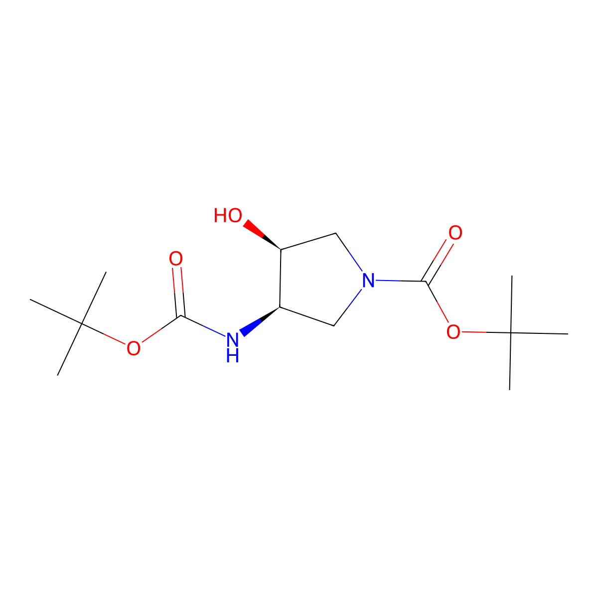rac-tert-butyl (3R,4S)-3-{[(tert-butoxy)carbonyl]amino}-4-hydroxypyrrolidine-1-carboxylate molecular structure, CAS 2382023-18-7