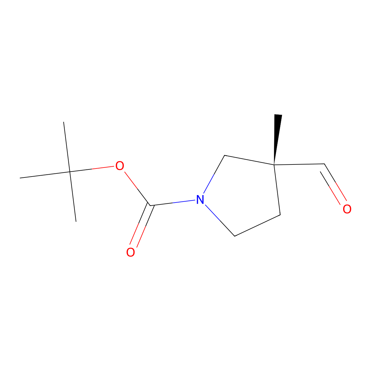 tert-butyl (R)-3-formyl-3-methylpyrrolidine-1-carboxylate molecular structure, CAS 2382038-18-6