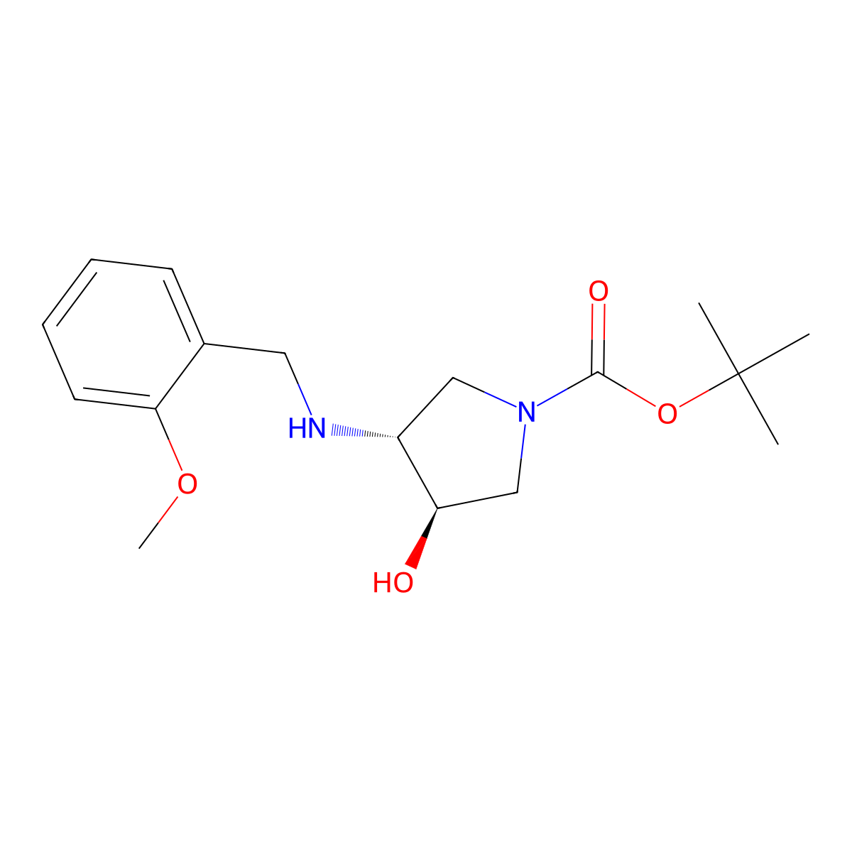 tert-butyl (3R,4R)-3-hydroxy-4-{[(2-methoxyphenyl)methyl]amino}pyrrolidine-1-carboxylate molecular structure, CAS 2382053-46-3