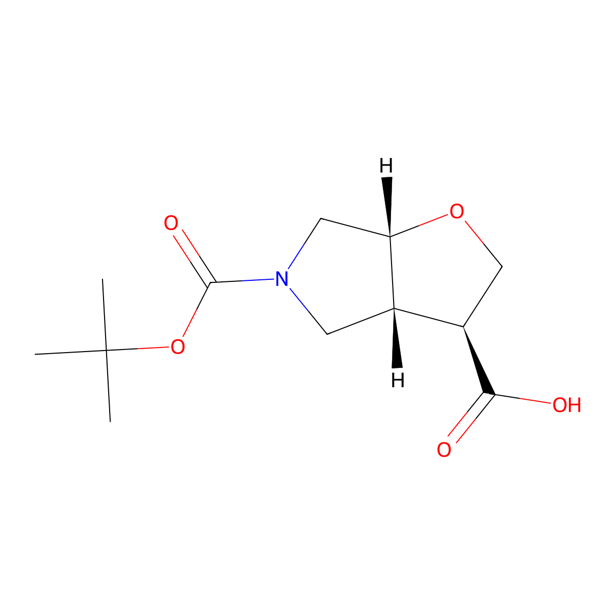 (3S,3aR,6aR)-5-[(tert-butoxy)carbonyl]-hexahydro-2H-furo[2,3-c]pyrrole-3-carboxylic acid molecular structure, CAS 2382059-98-3