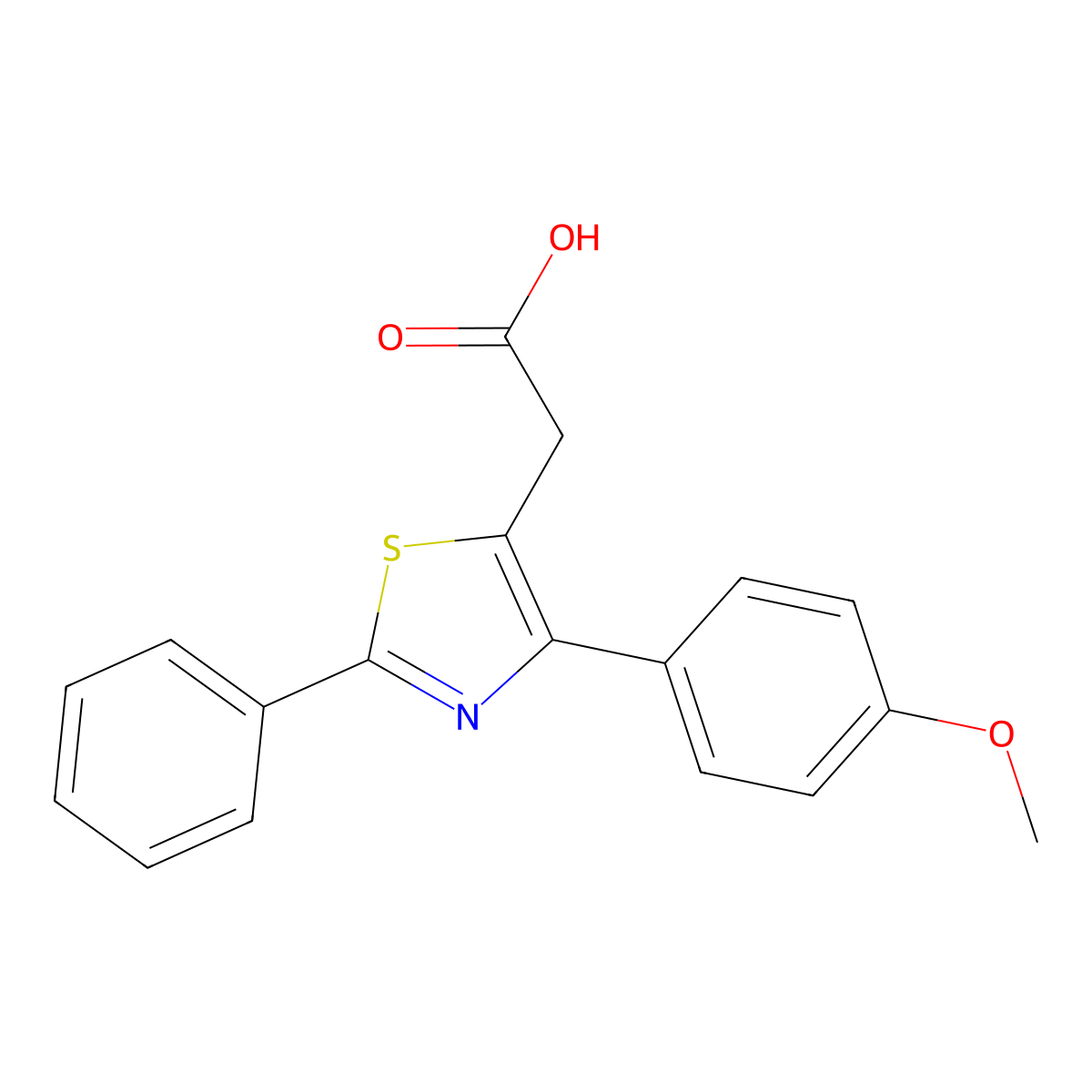 2-(4-(4-Methoxyphenyl)-2-phenylthiazol-5-yl)acetic acid molecular structure, CAS 23821-59-2