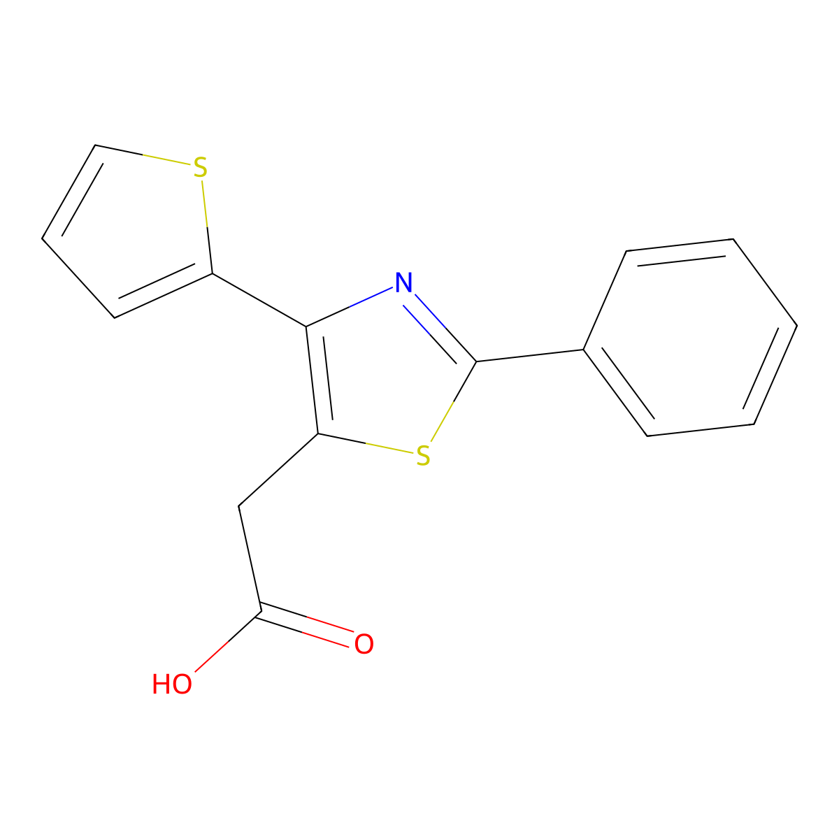2-[2-Phenyl-4-(thiophen-2-yl)-1,3-thiazol-5-yl]acetic acid molecular structure, CAS 23821-62-7