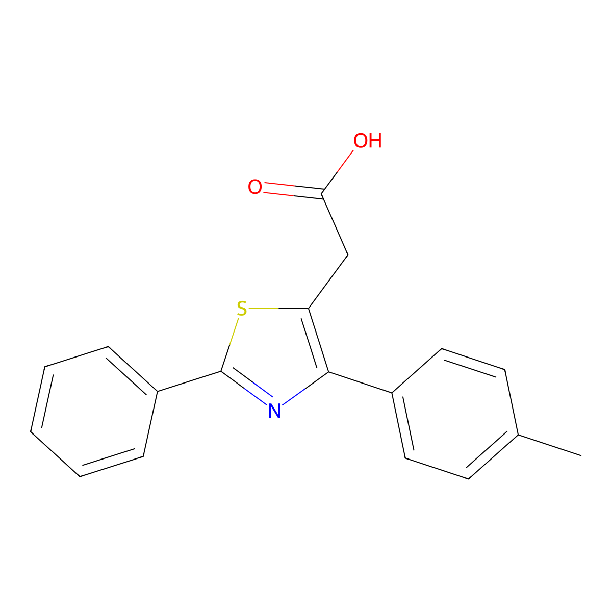 2-[4-(4-Methylphenyl)-2-phenyl-1,3-thiazol-5-yl]acetic acid molecular structure, CAS 23821-63-8