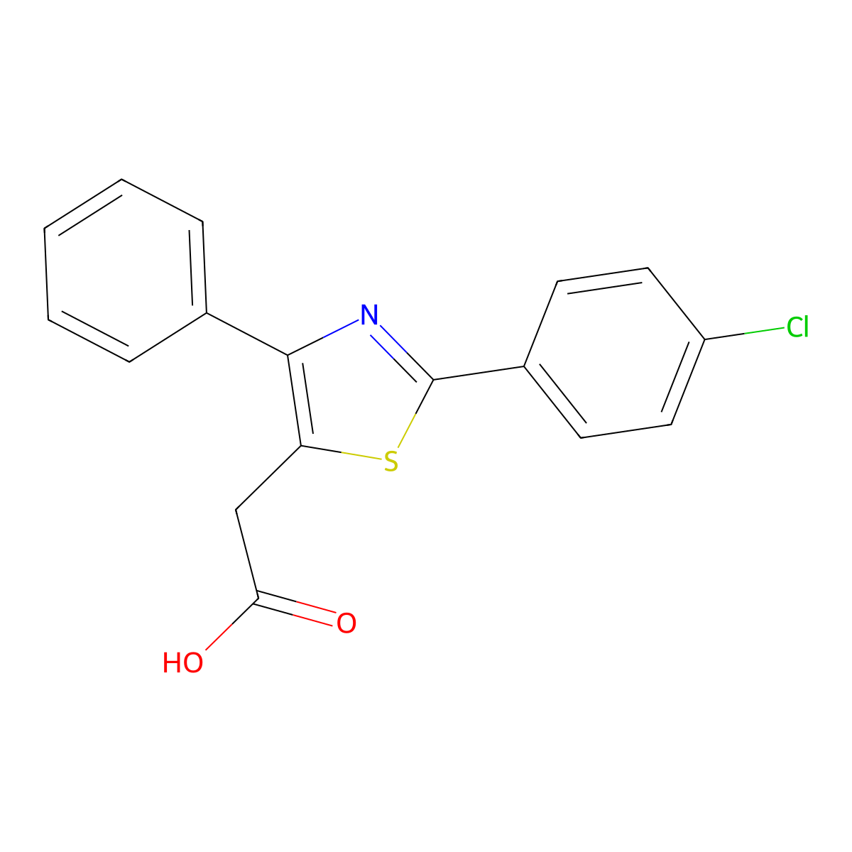 2-[2-(4-Chlorophenyl)-4-phenyl-1,3-thiazol-5-yl]acetic acid molecular structure, CAS 23821-72-9