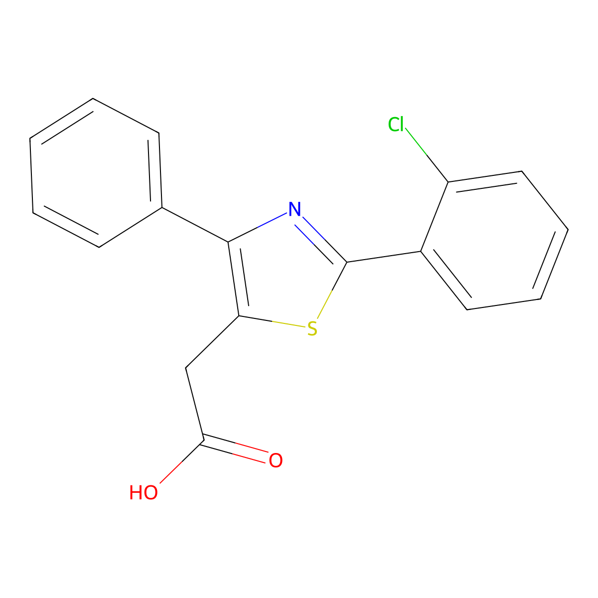 2-[2-(2-Chlorophenyl)-4-phenyl-1,3-thiazol-5-yl]acetic acid molecular structure, CAS 23821-79-6