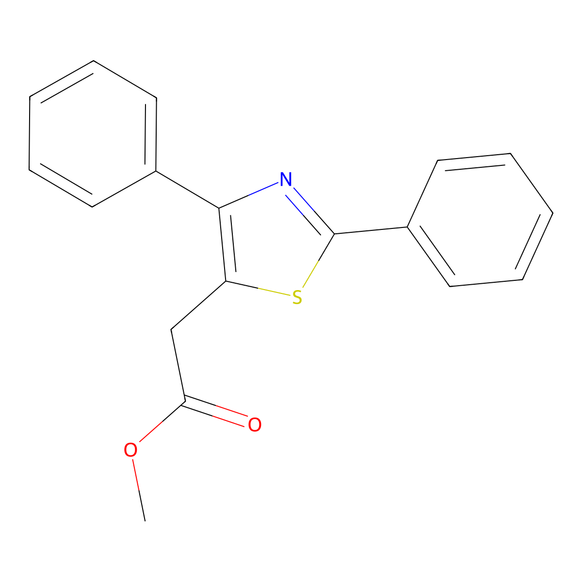 Methyl (2,4-diphenyl-1,3-thiazol-5-yl)acetate molecular structure, CAS 23821-92-3