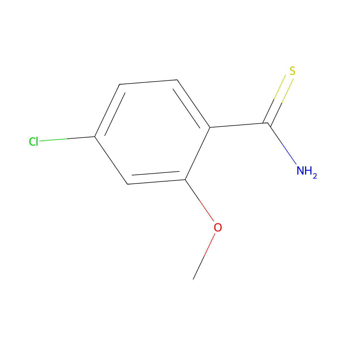 4-Chloro-2-methoxythiobenzamide molecular structure, CAS 23821-99-0