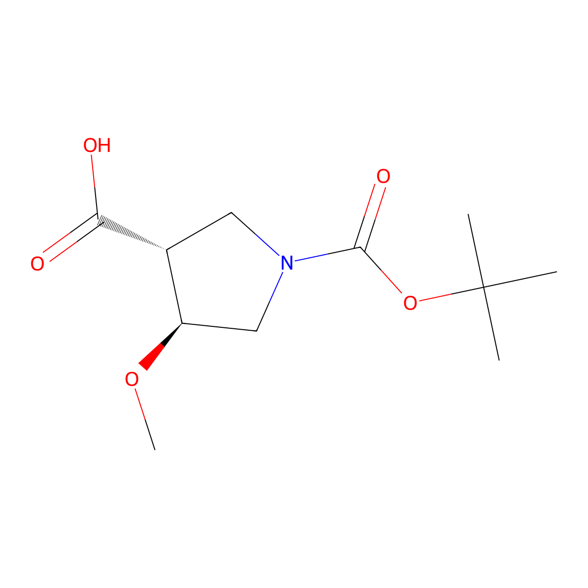 (3R,4S)-1-(tert-Butoxycarbonyl)-4-methoxypyrrolidine-3-carboxylic acid molecular structure, CAS 2382100-41-4