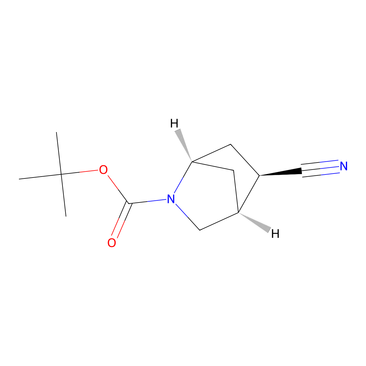 Tert-butyl endo-5-cyano-2-azabicyclo[2.2.1]heptane-2-carboxylate molecular structure, CAS 2382102-72-7
