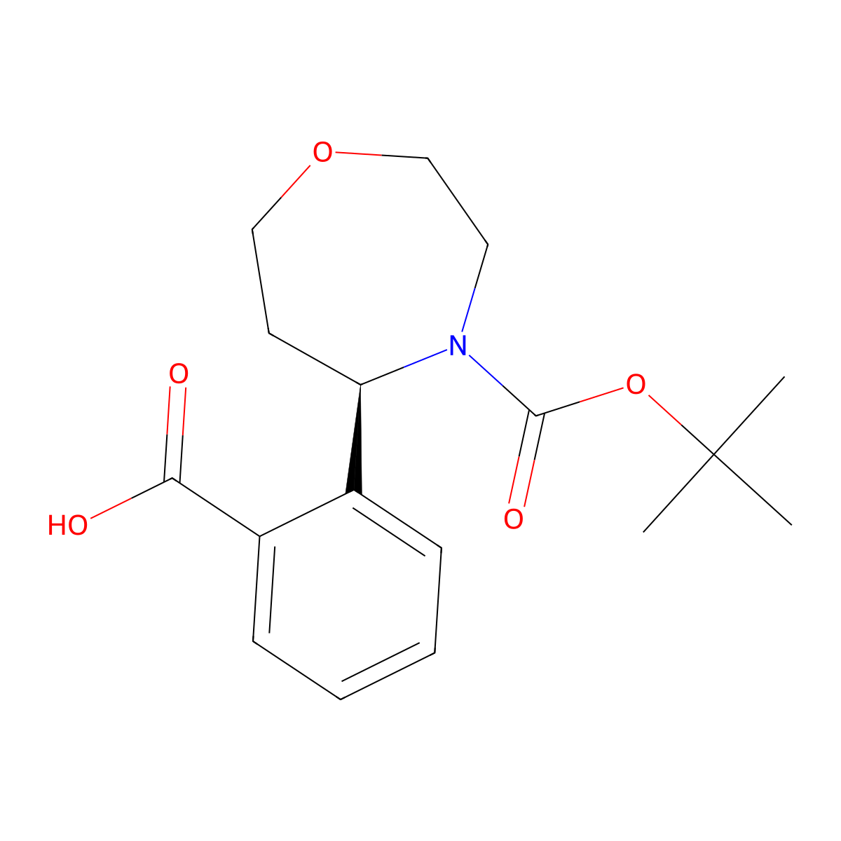 (R)-2-(4-(tert-butoxycarbonyl)-1,4-oxazepan-5-yl)benzoic acid molecular structure, CAS 2382137-34-8