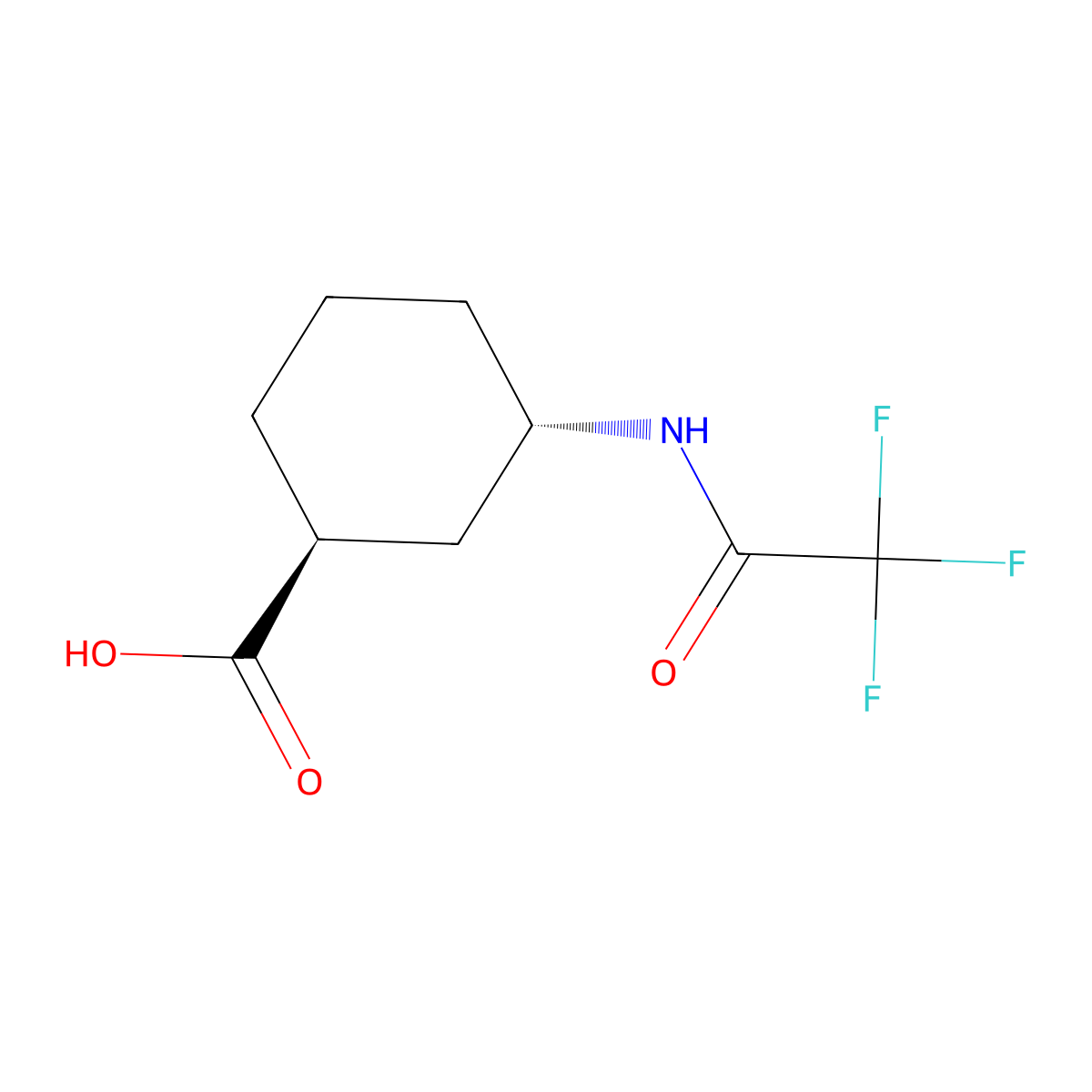 (1S,3S)-3-(trifluoroacetamido)cyclohexane-1-carboxylic acid molecular structure, CAS 2382140-55-6