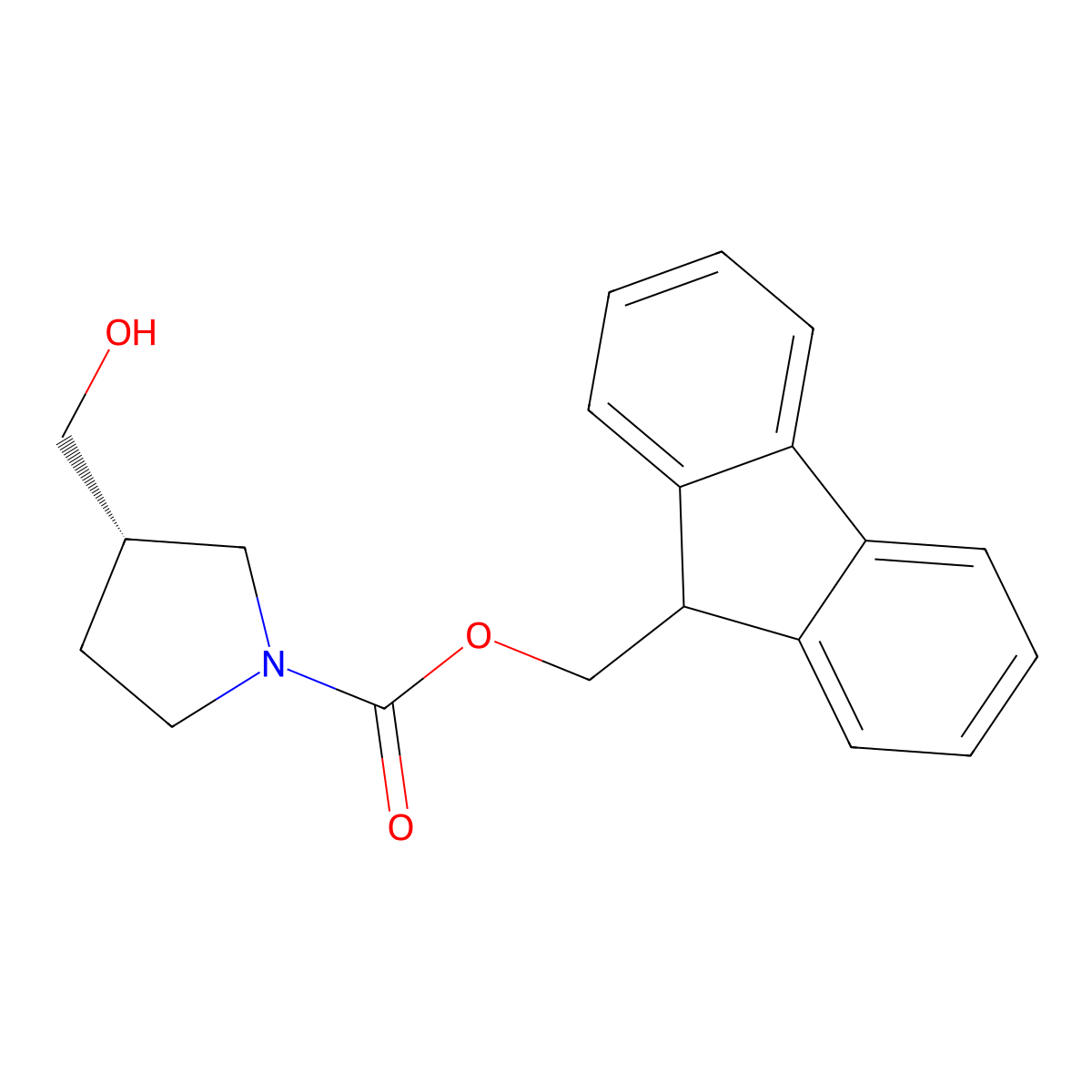 (9H-fluoren-9-yl)methyl (3S)-3-(hydroxymethyl)pyrrolidine-1-carboxylate molecular structure, CAS 2382145-53-9