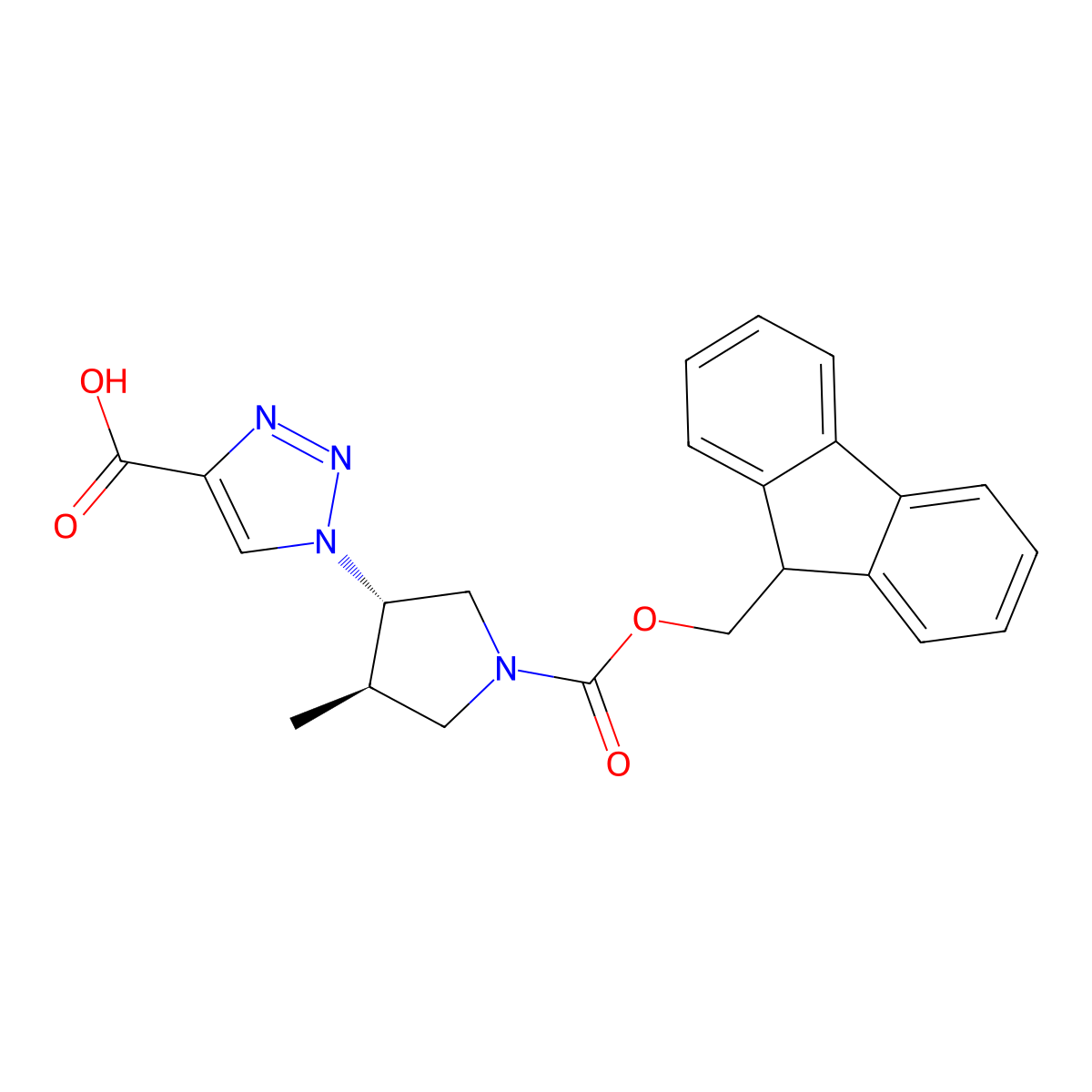 rac-1-[(3R,4S)-1-{[(9H-fluoren-9-yl)methoxy]carbonyl}-4-methylpyrrolidin-3-yl]-1H-1,2,3-triazole-4-carboxylic acid molecular structure, CAS 2382153-07-1