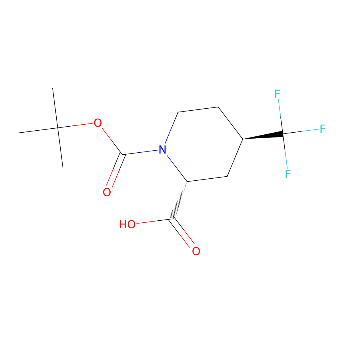 (2R,4R)-1-Boc-4-(trifluoromethyl)piperidine-2-carboxylic acid molecular structure, CAS 2382165-47-9