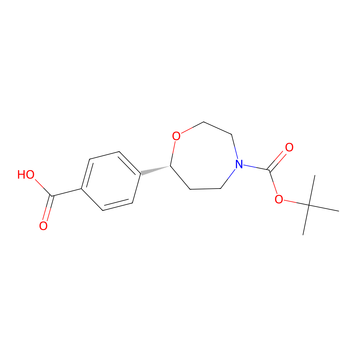 (R)-4-(4-(tert-butoxycarbonyl)-1,4-oxazepan-7-yl)benzoic acid molecular structure, CAS 2382191-09-3