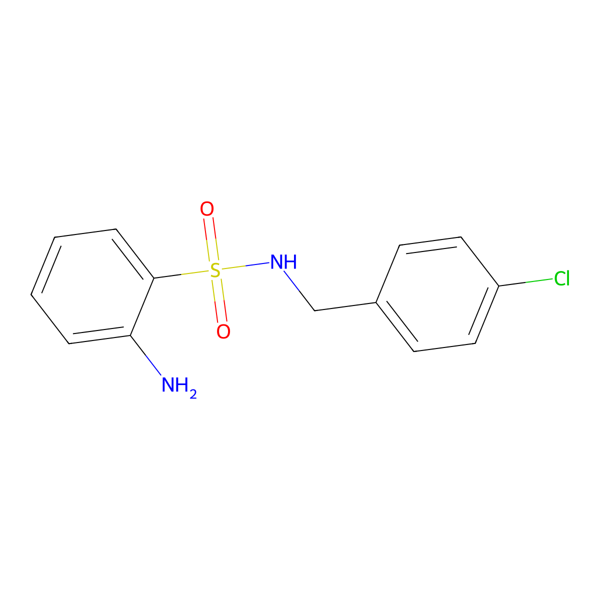 2-amino-N-(4-chlorobenzyl)benzenesulfonamide molecular structure, CAS 23822-98-2