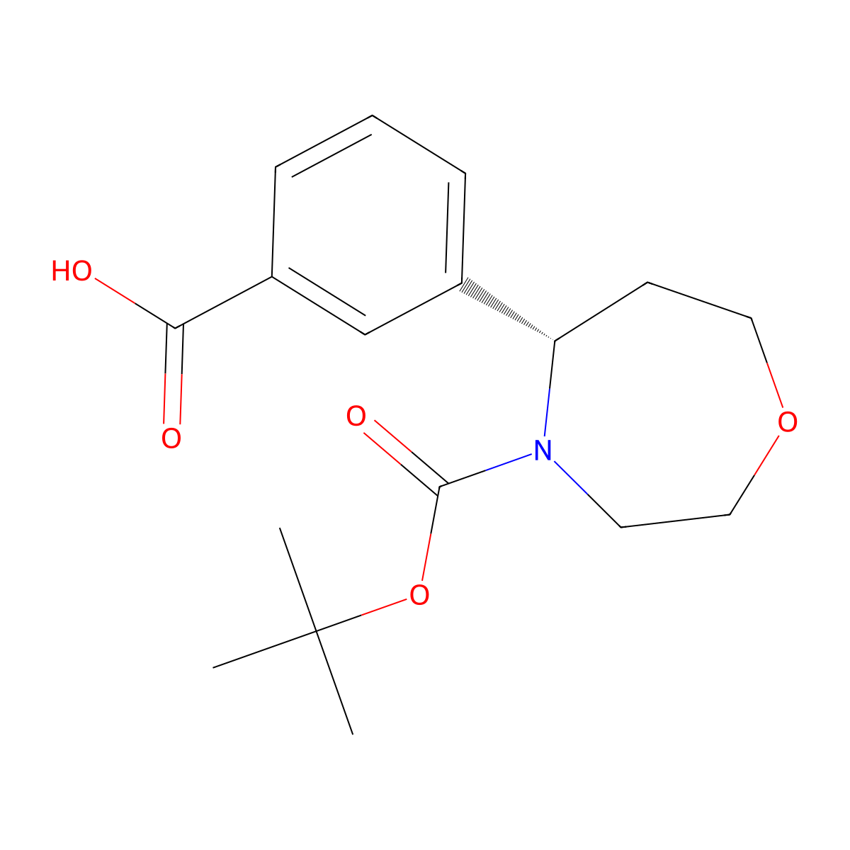 (S)-3-(4-(tert-butoxycarbonyl)-1,4-oxazepan-5-yl)benzoic acid molecular structure, CAS 2382200-95-3