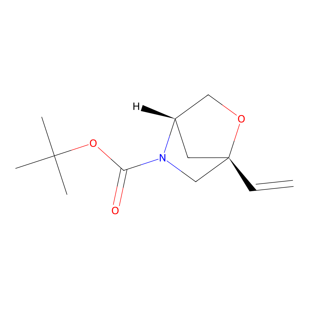 Tert-butyl (1R,4S)-1-vinyl-2-oxa-5-azabicyclo[2.2.1]heptane-5-carboxylate molecular structure, CAS 2382212-90-8