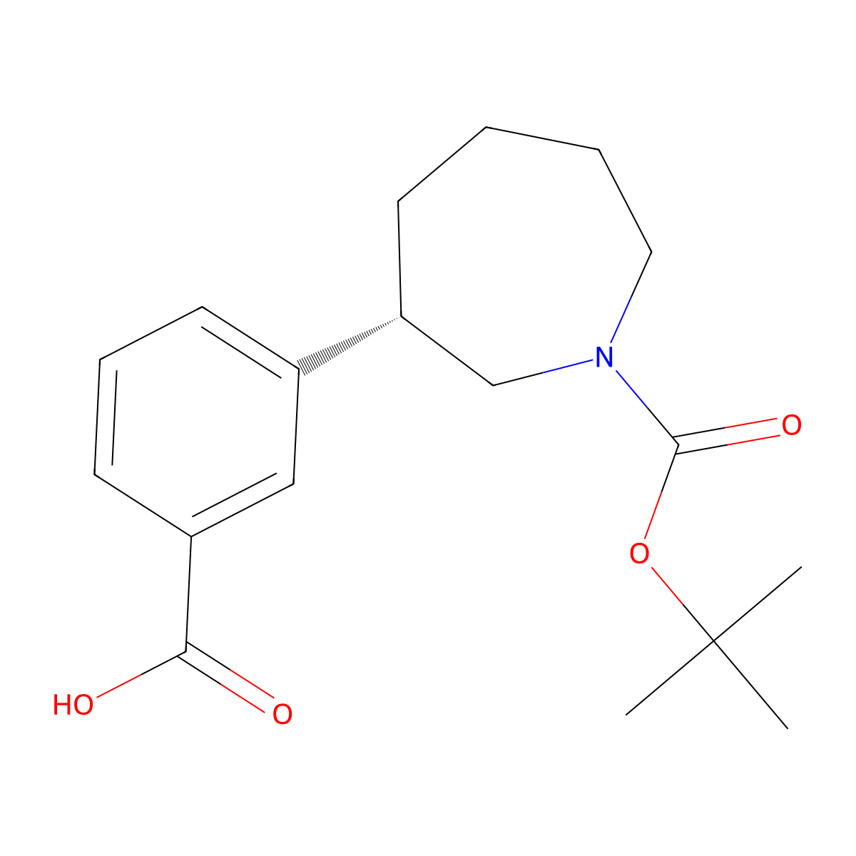 (S)-3-(1-(tert-butoxycarbonyl)azepan-3-yl)benzoic acid molecular structure, CAS 2382225-52-5