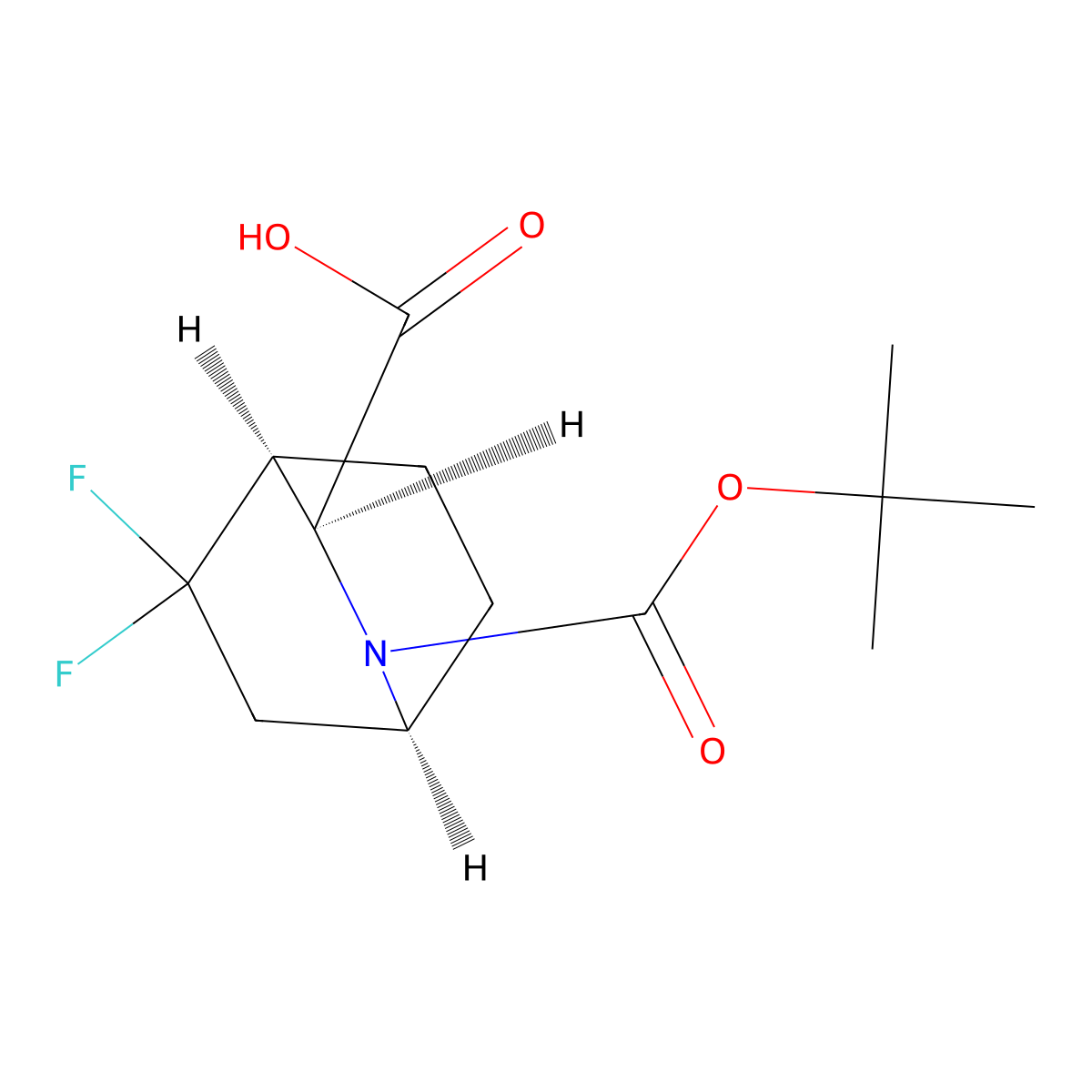 (1S,3S,4S)-2-tert-butoxycarbonyl-5,5-difluoro-2-azabicyclo[2.2.2]octane-3-carboxylic acid molecular structure, CAS 2382258-21-9