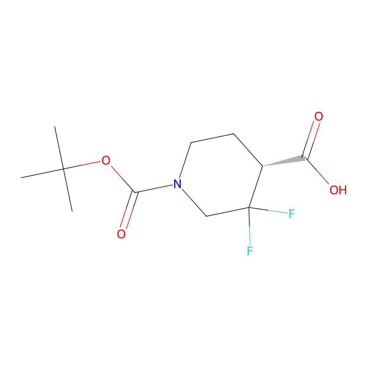 (4R)-1-[(tert-butoxy)carbonyl]-3,3-difluoropiperidine-4-carboxylic acid molecular structure, CAS 2382269-75-0