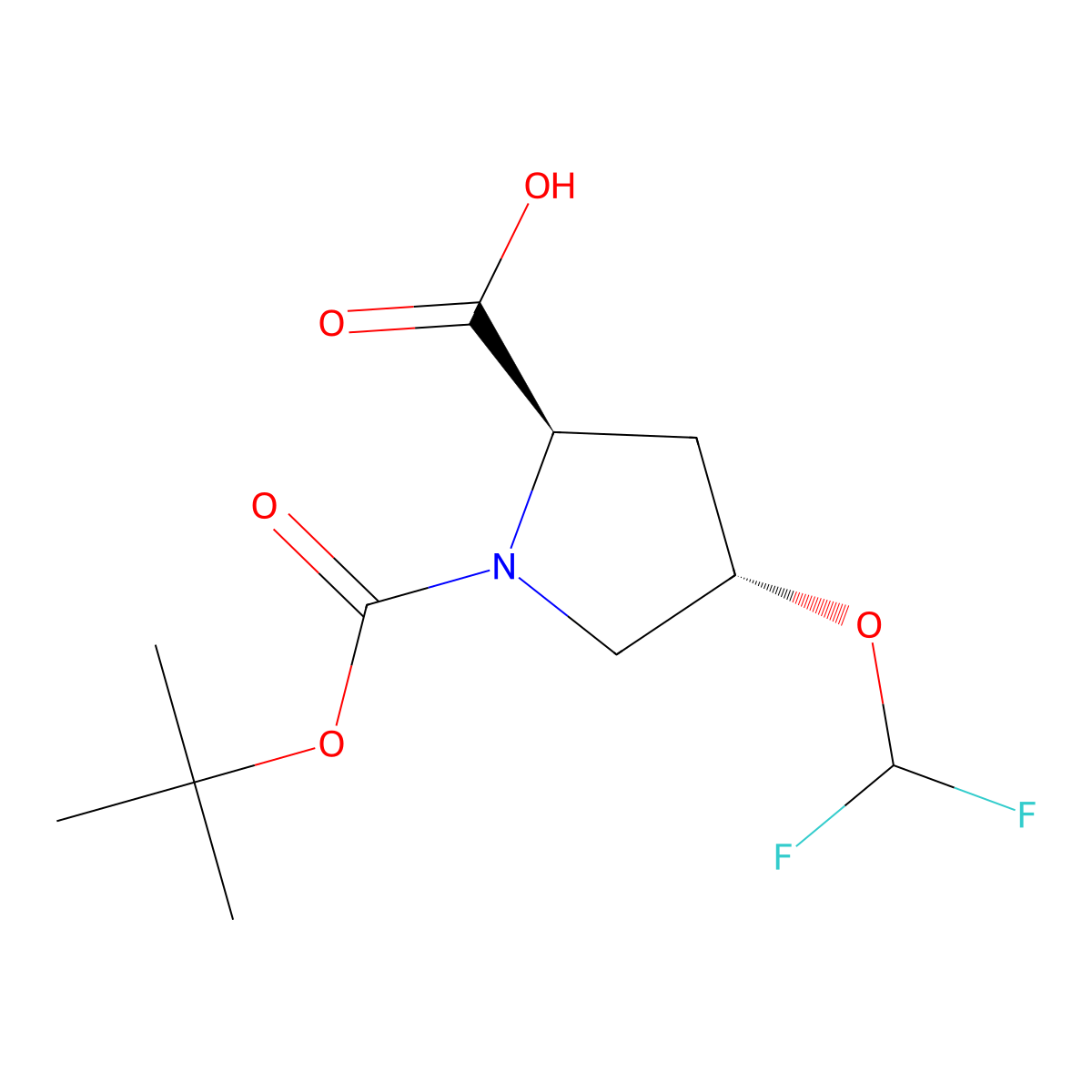 (2R,4S)-1-[(tert-butoxy)carbonyl]-4-(difluoromethoxy)pyrrolidine-2-carboxylic acid molecular structure, CAS 2382279-87-8