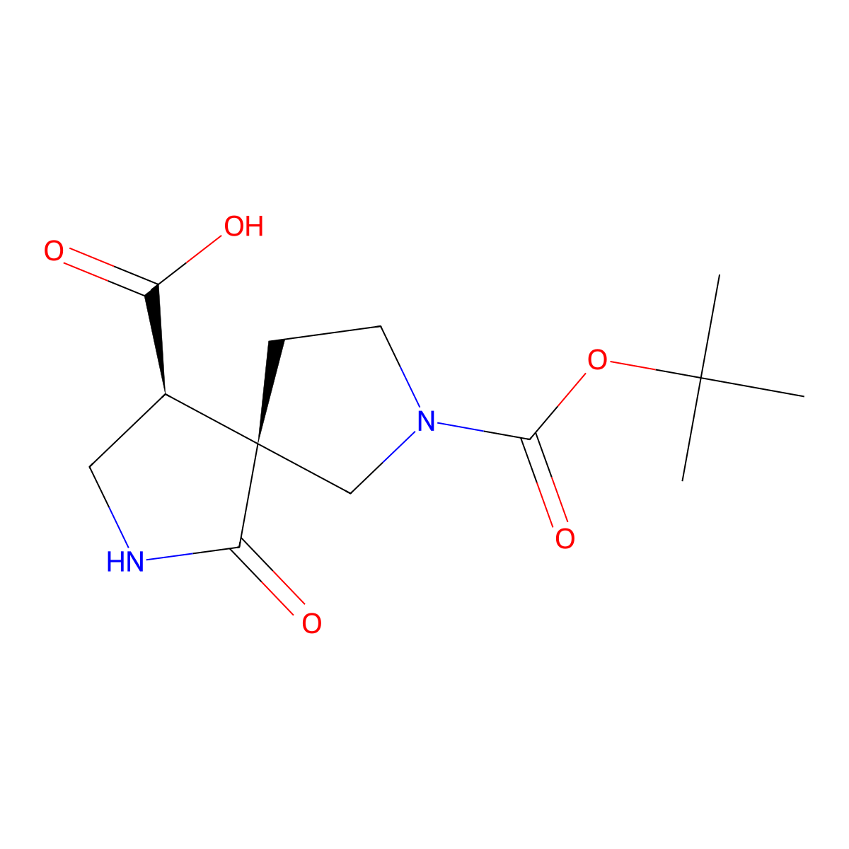 (4S,5R)-7-[(2-methylpropan-2-yl)oxycarbonyl]-1-oxo-2,7-diazaspiro[4.4]nonane-4-carboxylic acid molecular structure, CAS 2382295-26-1