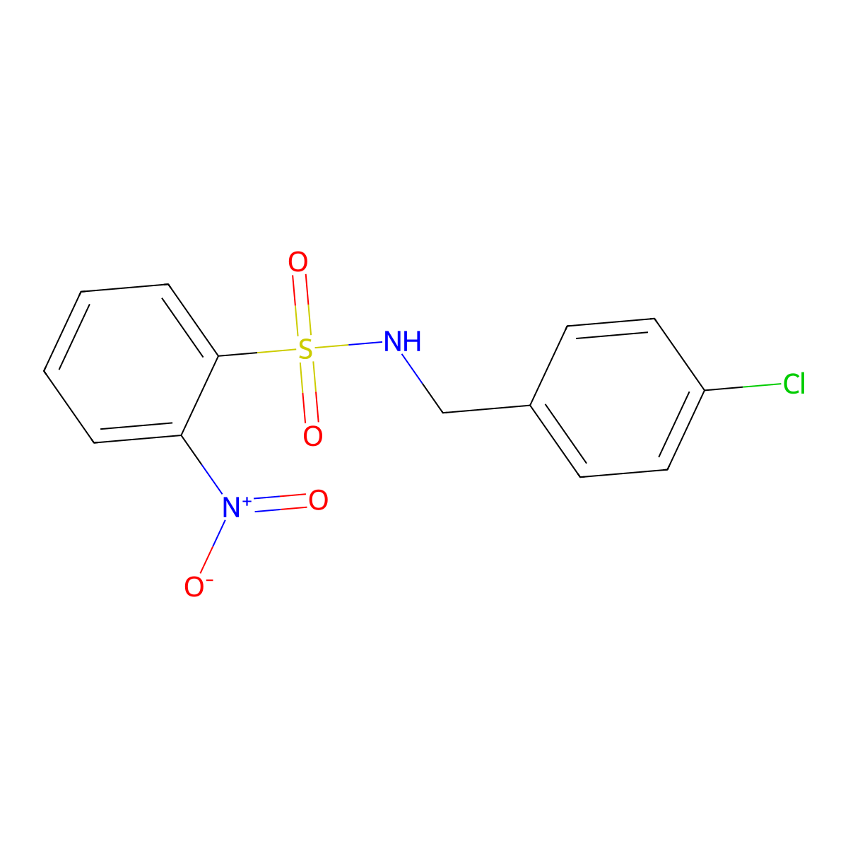 N-(4-chlorobenzyl)-2-nitrobenzenesulfonamide molecular structure, CAS 23823-11-2