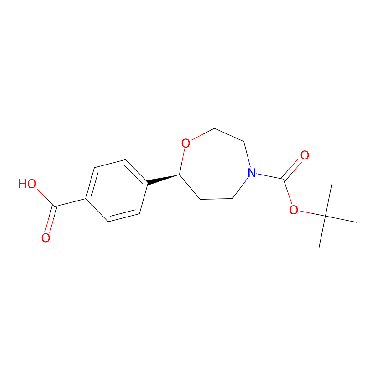 (S)-4-(4-(tert-butoxycarbonyl)-1,4-oxazepan-7-yl)benzoic acid molecular structure, CAS 2382312-99-2