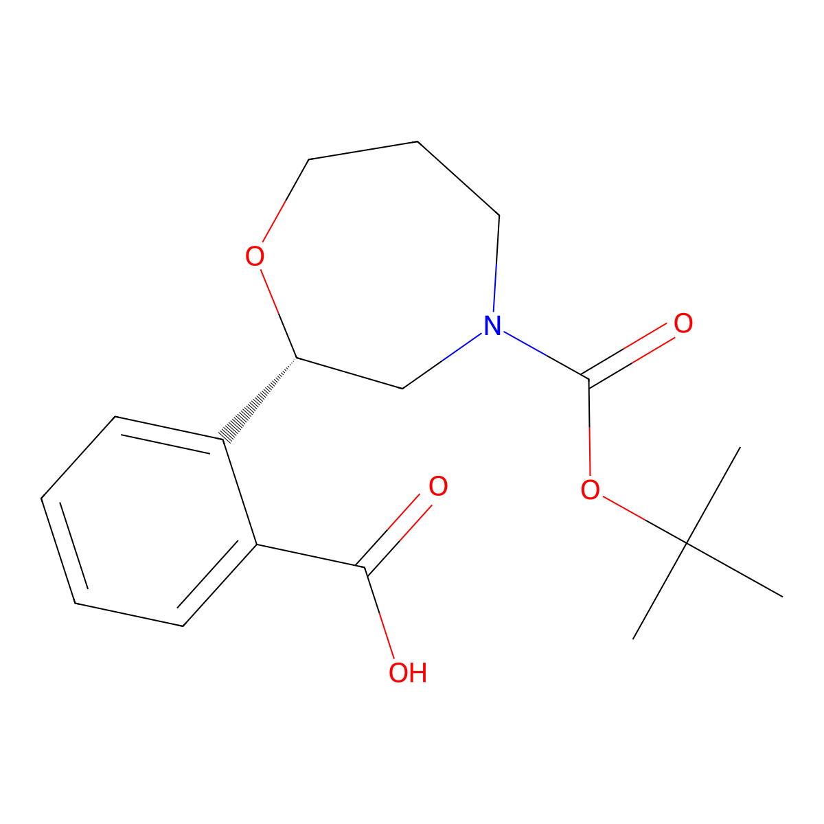 (S)-2-(4-(tert-butoxycarbonyl)-1,4-oxazepan-2-yl)benzoic acid molecular structure, CAS 2382316-80-3