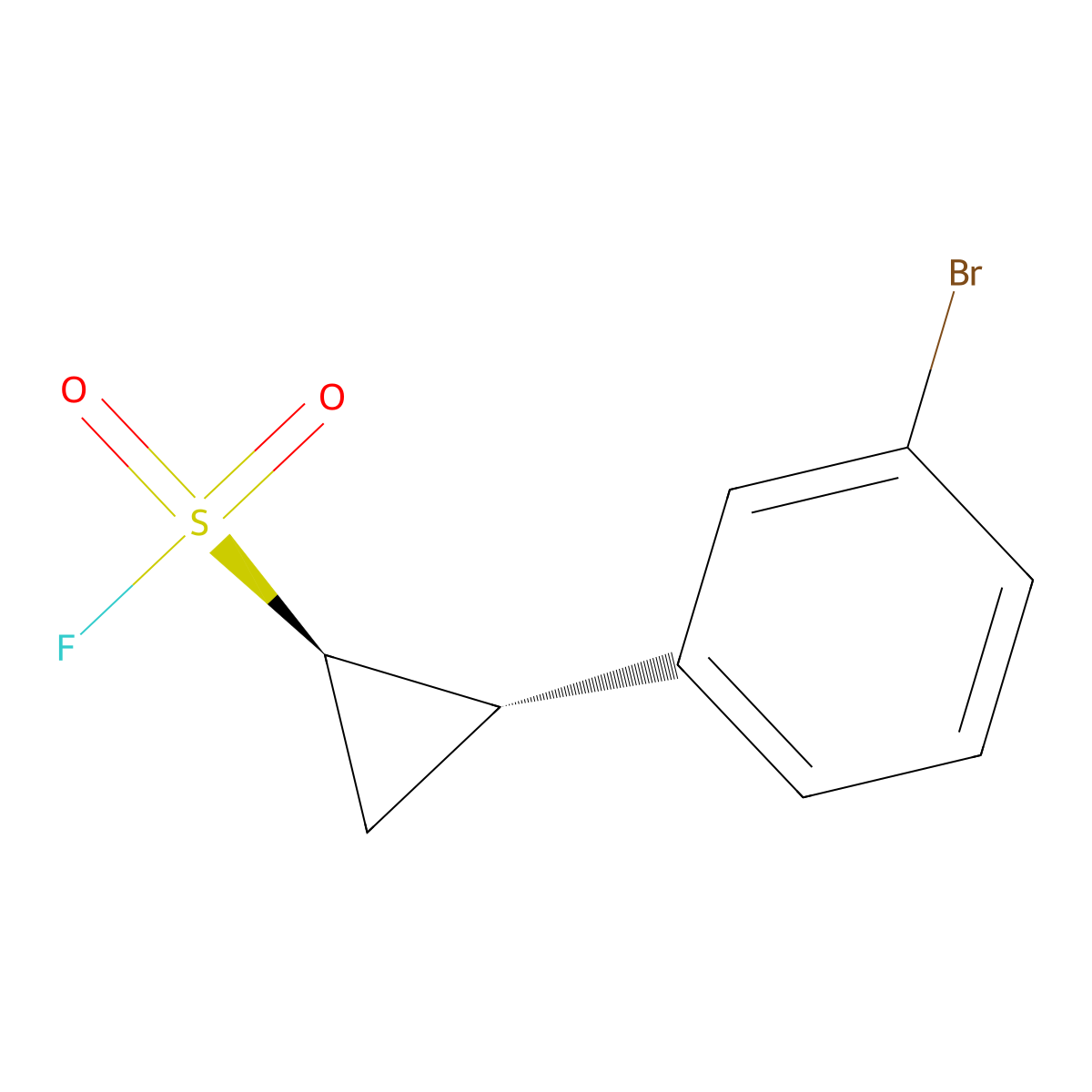 rac-(1R,2S)-2-(3-bromophenyl)cyclopropane-1-sulfonyl fluoride molecular structure, CAS 2382322-34-9