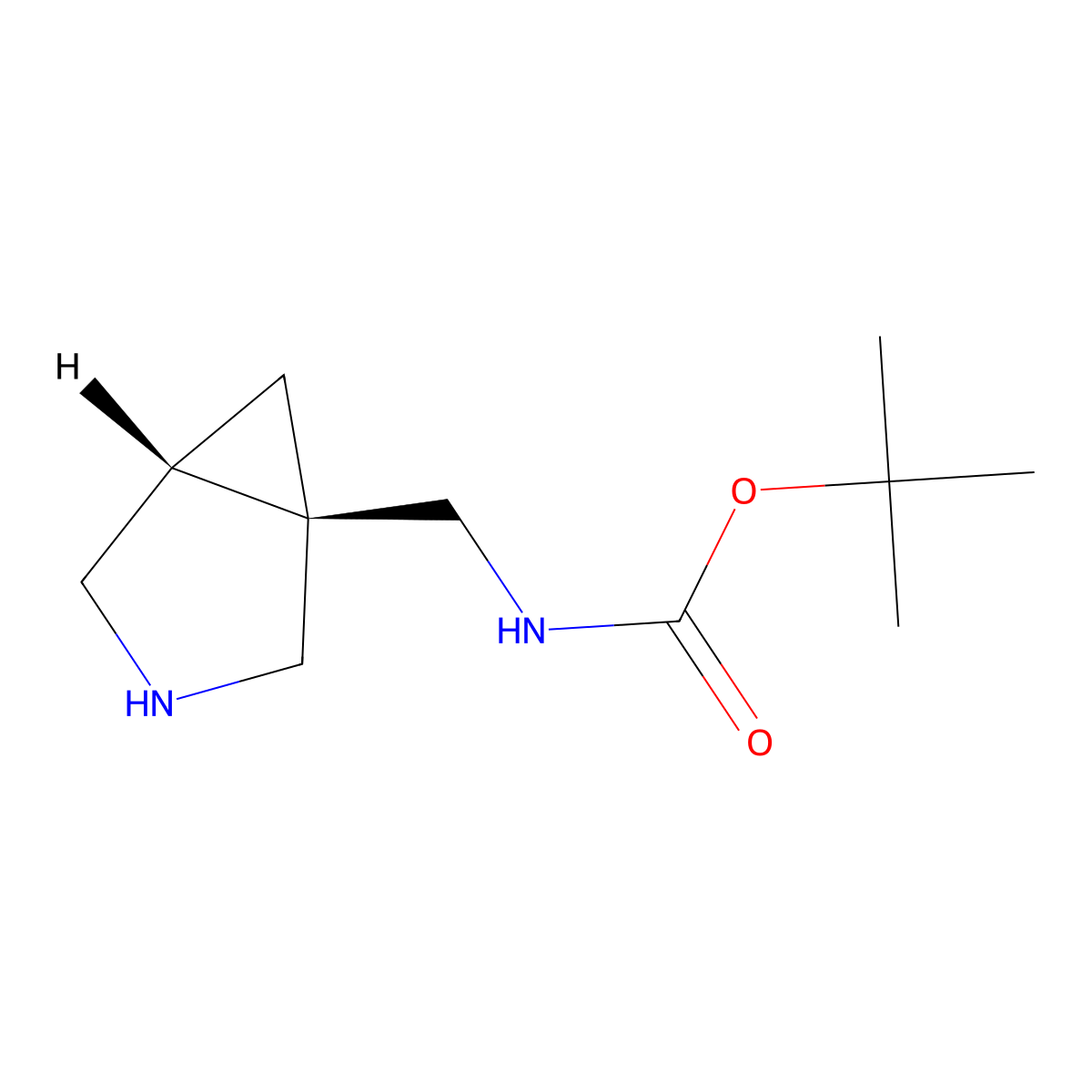 tert-butyl N-(((1R,5R)-3-azabicyclo(3.1.0)hexan-1-yl)methyl)carbamate molecular structure, CAS 2382380-50-7