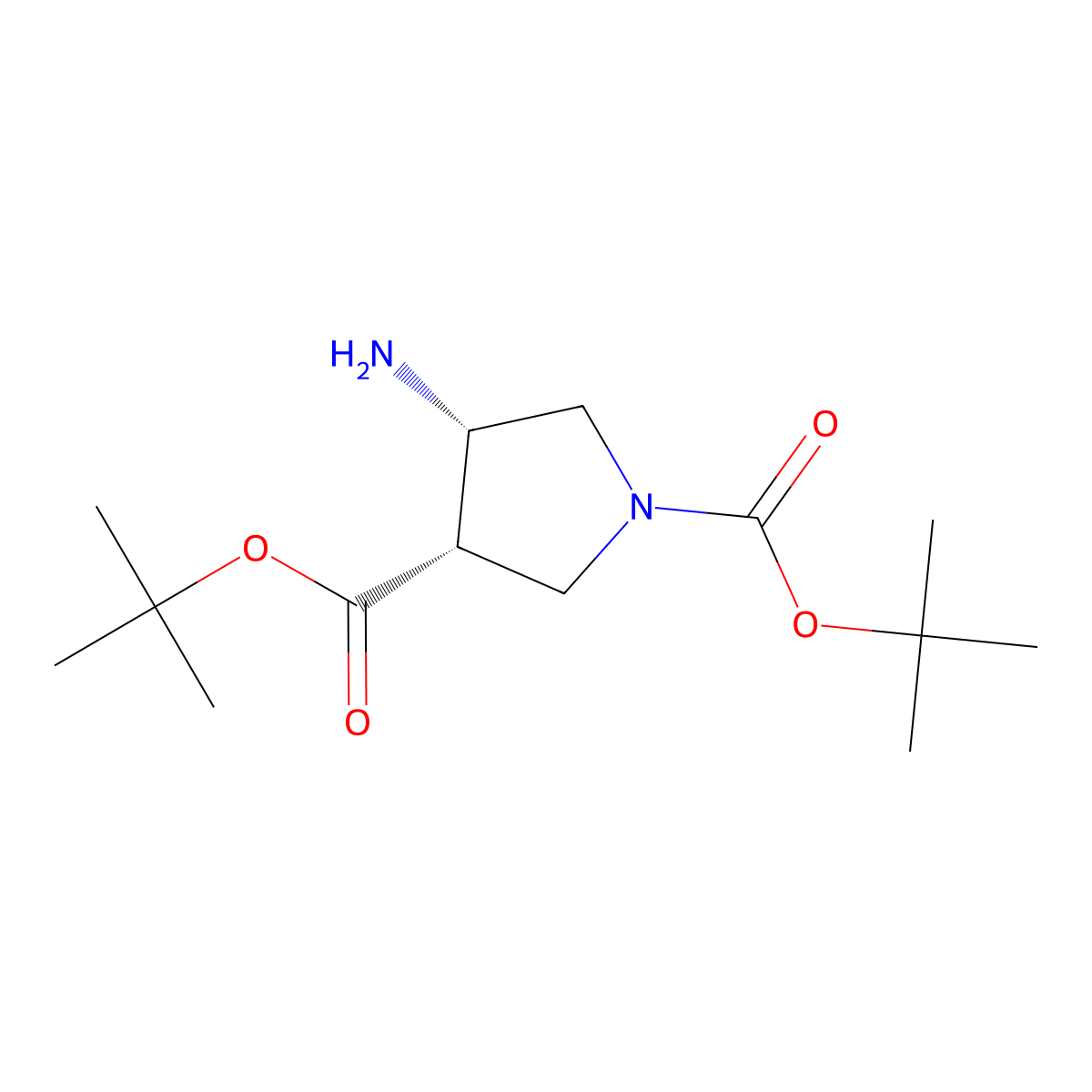 (3s,4s)-Di-tert-butyl 4-aminopyrrolidine-1,3-dicarboxylate molecular structure, CAS 2382392-37-0